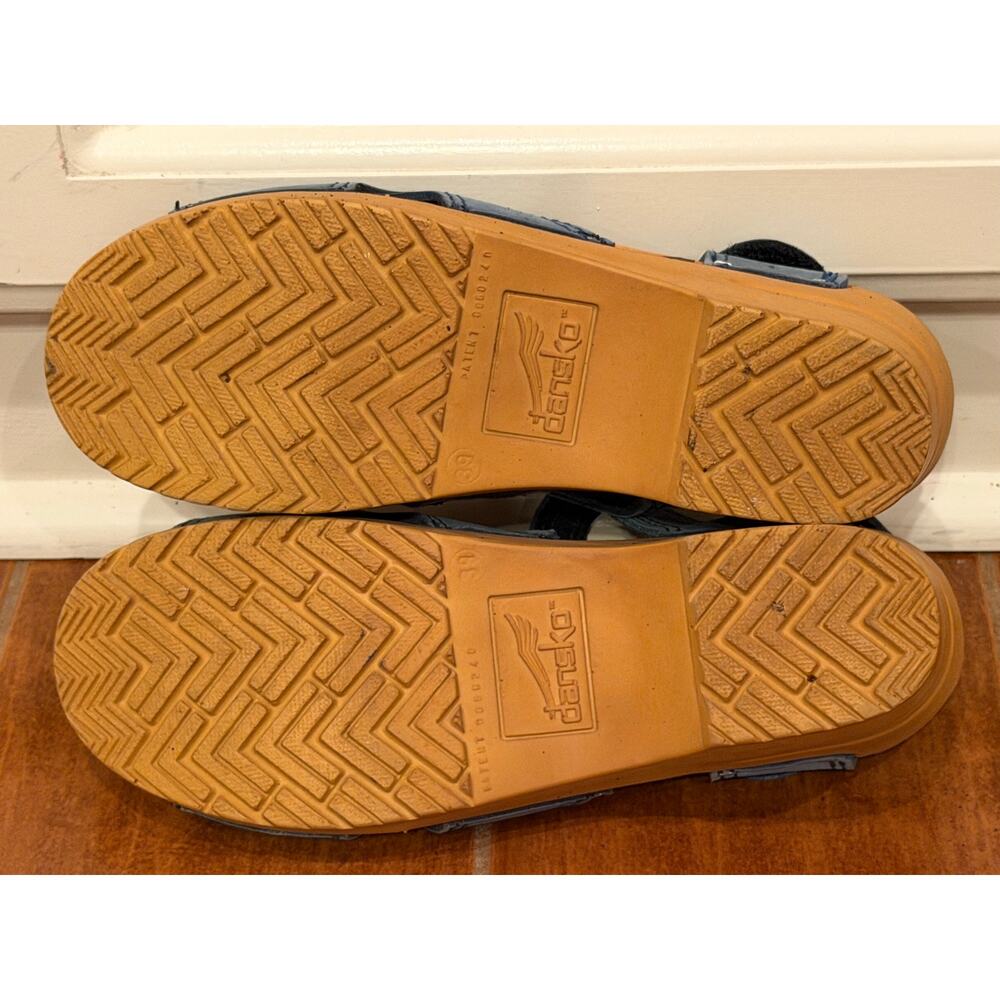 Dansko Womens 39 US 8.5-9 Blue Nubuck Leather Clog Sandals Hook Loop Comfort - Picture 4 of 12